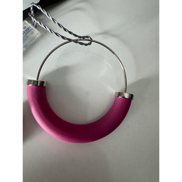 NWT Max Mara SportMax Fuchsia Pink Hoop Earrings 2" $325 - Picture 3 of 6